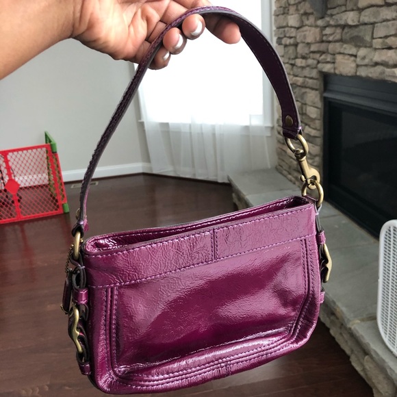 Purple Cranberry Coach Patent Leather Mini Bag - Picture 15 of 16